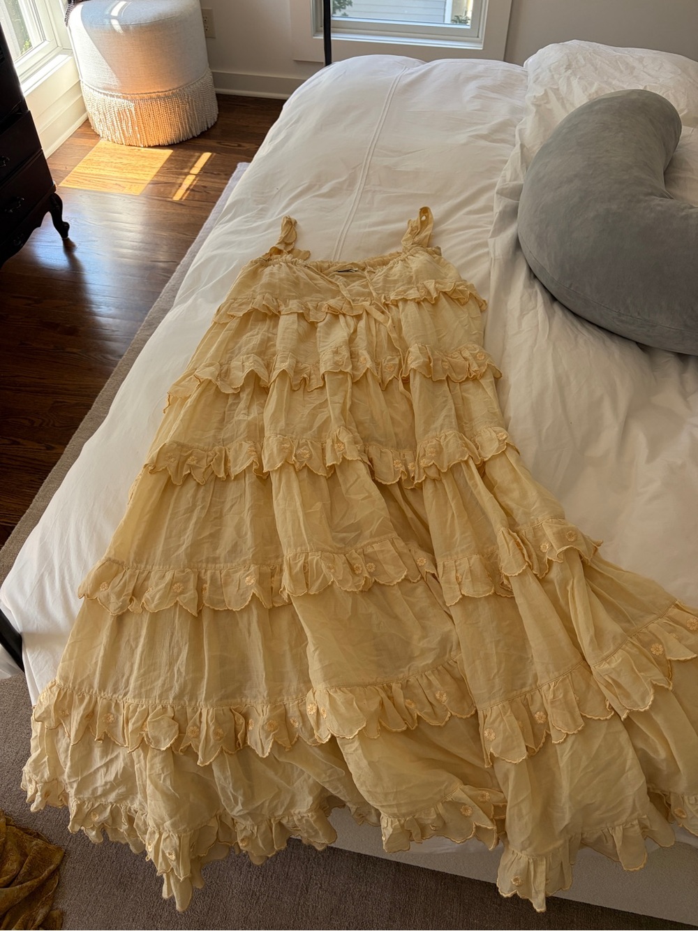 Innika Choo Yellow Ruffle Tiered Dress